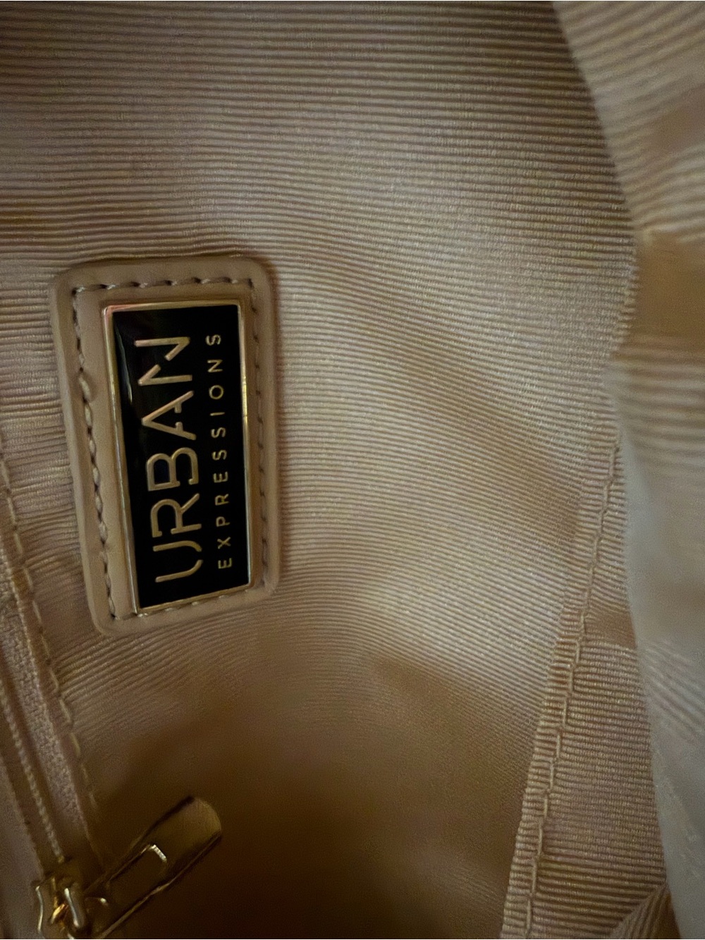 Urban Expressions Natural Woven Satchel with Gold Accents - Picture 5 of 5